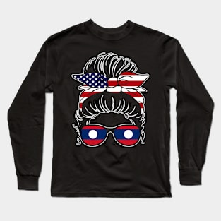 Awesome Half American Half Laotian Girl Messy Bun Lao People Long Sleeve T-Shirt